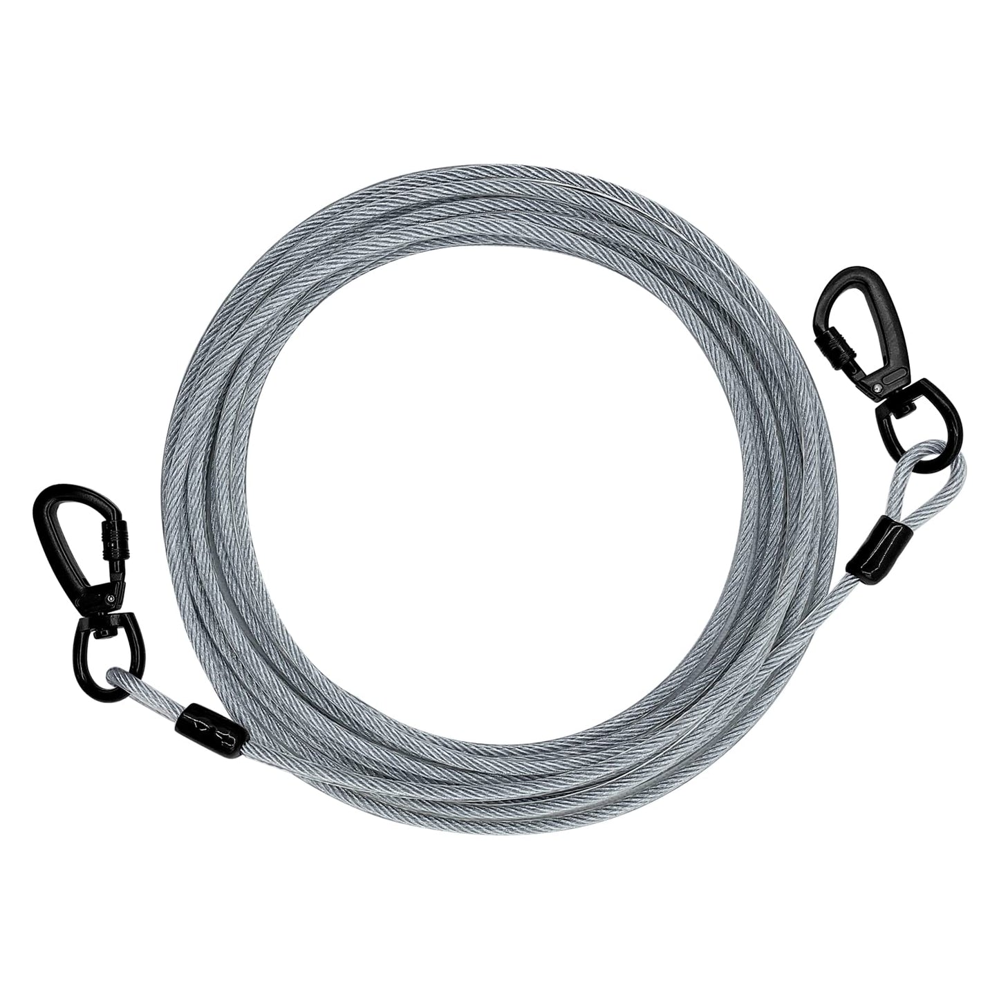 Dog Tie Out Cable for Dogs Dog Runner Cable Outside Up to 125/250lbs10/15/20/30FT Long Dog Leashe&Chains for Yard Outdoor and Camping (Silver 30FT)