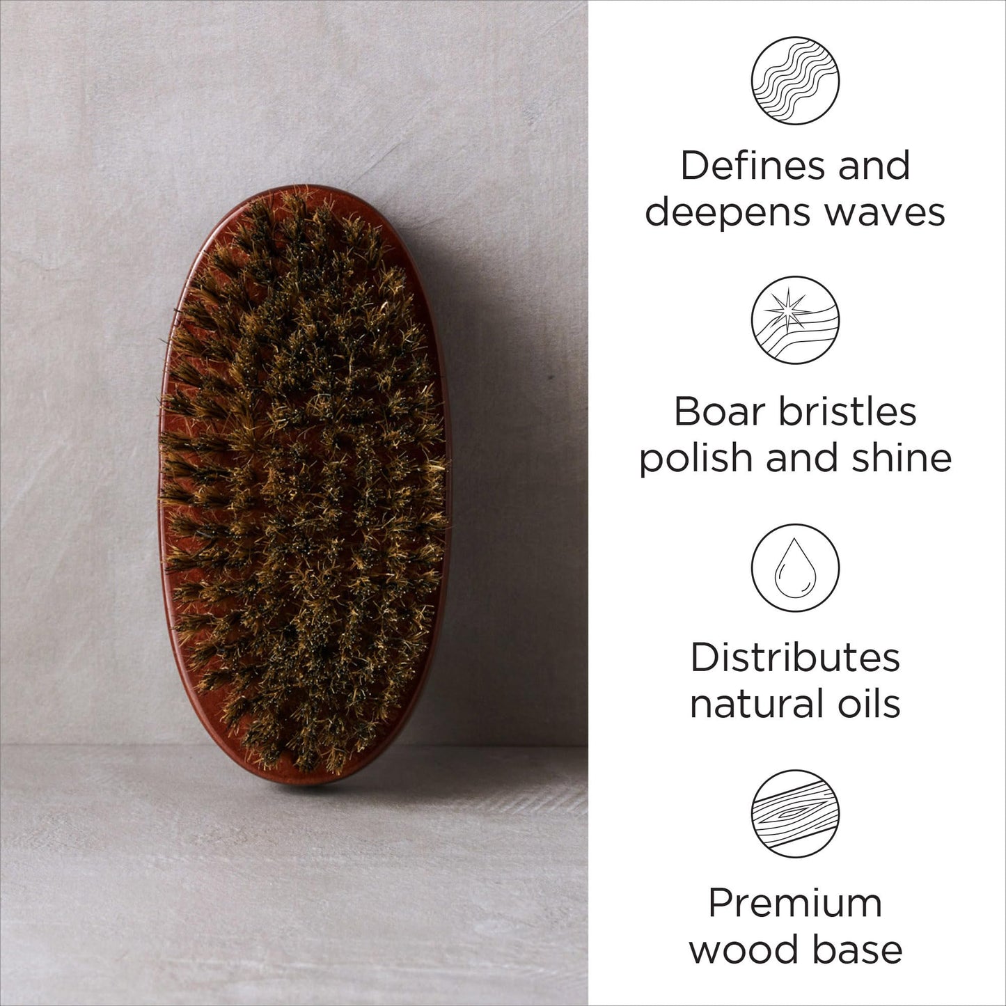 Diane Premium 100% Boar Bristle Military Wave Brush for Men and Barbers – Medium Bristles for Thick Coarse Hair – Use for Detangling, Smoothing, Wave Styles, Soft on Scalp, Restores Shine Military Brush