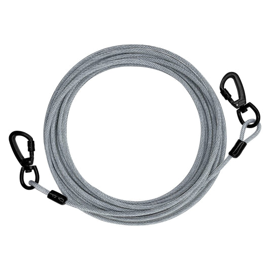 Dog Tie Out Cable for Dogs Dog Runner Cable Outside Up to 125/250lbs10/15/20/30FT Long Dog Leashe&Chains for Yard Outdoor and Camping (Silver 30FT)